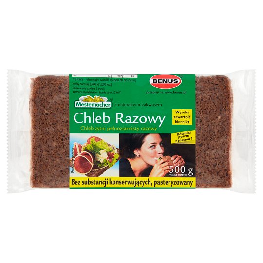 Benus Chleb Zytni Razowy 500g